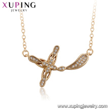 44542 xuping 18k bañado en oro simple cruz collar colgante para damas